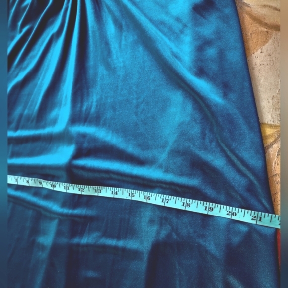 BEBE Teal Studded Silver Neck Choker Strapless Swingy Fun Slinky Mini Dress S - Picture 6 of 12